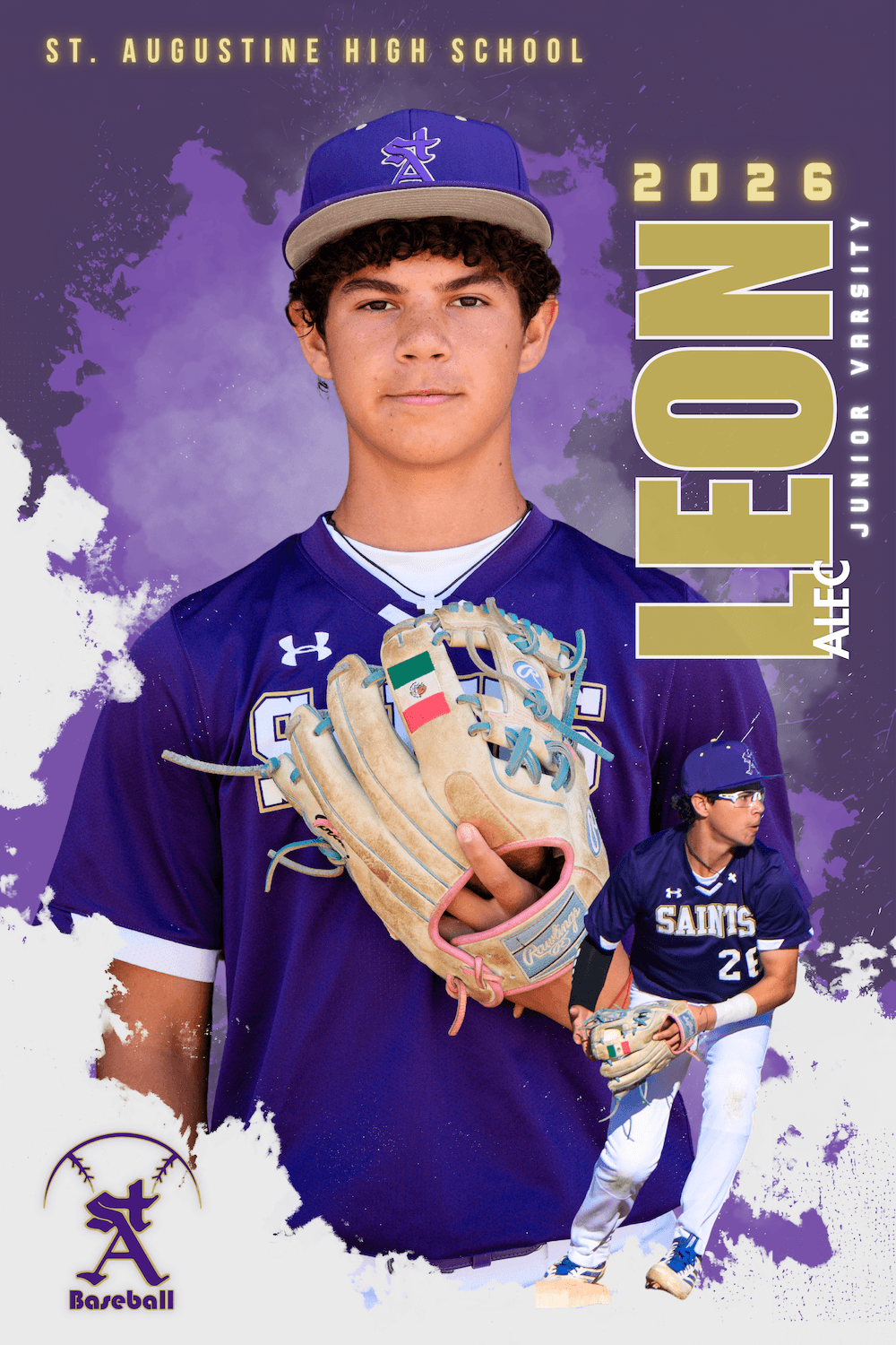 baseball player posing for a media day portrait