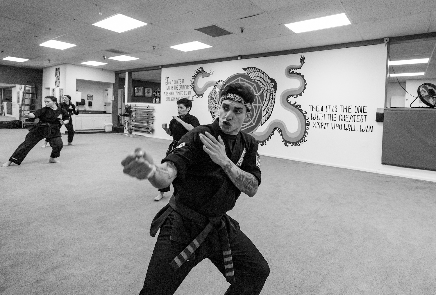 karate teacher in a fighting stance